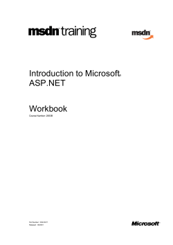 Workbook Introduction to Microsoft® ASP.NET