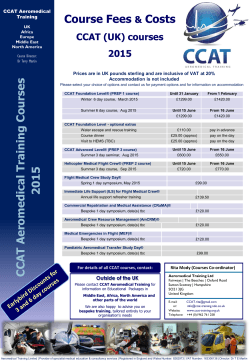 CC AT Aerome dical Training Co urses 2015 Course Fees & Costs