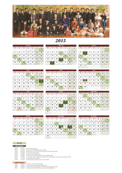 Unificationist Calendar for 2015 with Holy Days and Ahn Shin Il