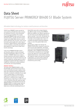 Data Sheet FUJITSU Server PRIMERGY BX400 S1 Blade System