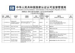 （2014年12月15日更新） 英国乳品（婴幼儿配方乳品除外）生产企业在华