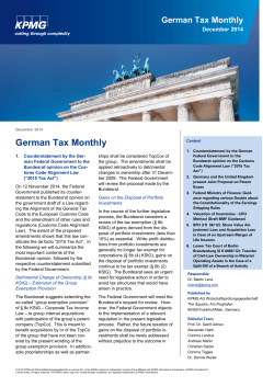German Tax Monthly December 2014