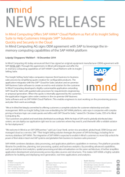 In Mind Computing Offers SAP HANA® Cloud Platform as Part of its