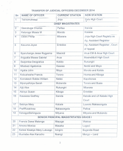 Judicial Transfers As at December 2014