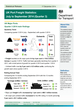 UK Port Freight Statistics: July to September 2014 (Quarter 3)