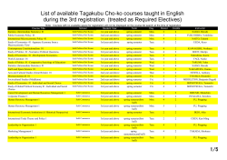 List of available Tagakubu Cho-ko courses taught in English during