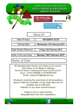 Name of Club - Lincoln & District Billiards & Snooker Association