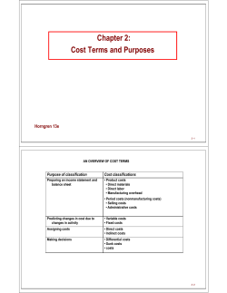 Chapter 2: Cost Terms and Purposes