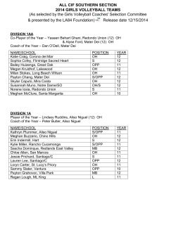 ALL CIF SOUTHERN SECTION 2014 GIRLS VOLLEYBALL