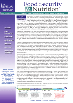 FSNAU Food Security and Nutrition Quarterly Brief, December 2014