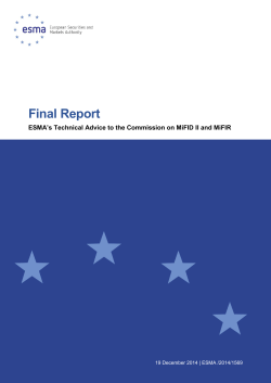 ESMA's Technical Advice to the Commission on MiFID II and