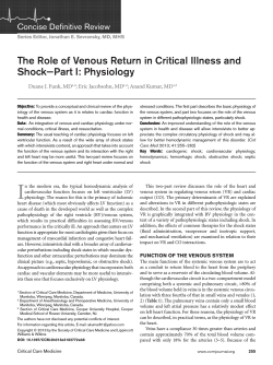 The Role of Venous Return in Critical Illness and Shock—Part I