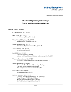 Division of Gynecologic Oncology Former and Current Former Fellows