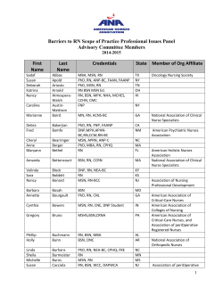 Barriers to RN Scope of Practice Professional Issues Panel Advisory