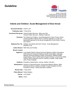 Infants and Children: Acute Management of Sore Throat