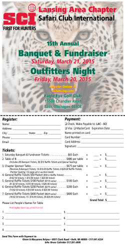 2015 Banquet Flyer - Safari Club International Lansing Area Chapter