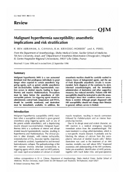 Malignant hyperthermia susceptibility: anaesthetic implications and