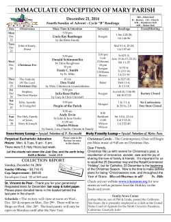 Bulletin-2014-12-21 - Immaculate Conception of Mary Church