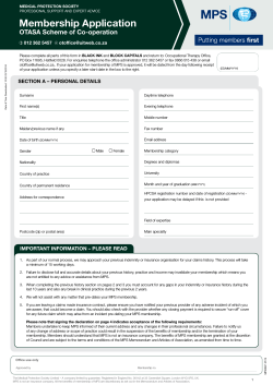 Membership Application - Medical Protection Society