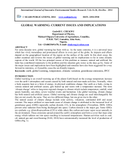 Global Warming: Current Issues And Implications