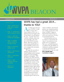 Fall issue of WVPA Beacon - West Virginia Psychological Association