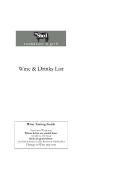 Wine & Drinks List - The Shed Steakhouse & Grill