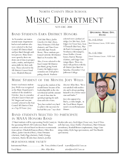 High School Music Department Newsletter
