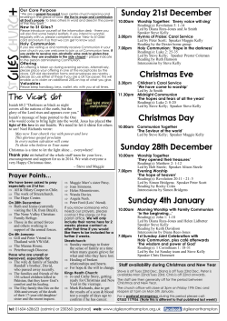 Sunday 4th January - St Giles Church Northampton