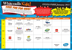 Whitcoulls January Activity Schedule