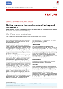 Medical eponyms: taxonomies, natural history, and the evidence