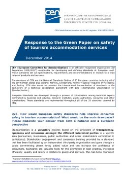 Response to the Green Paper on safety of tourism - CEN