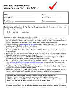 Grade 10-12 Course Selection Package 2015-2016