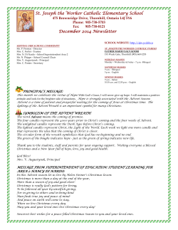December 2014 Newsletter - St Joseph The Worker Catholic
