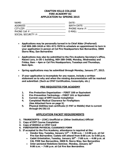 Fire Academy Application for Spring 2015