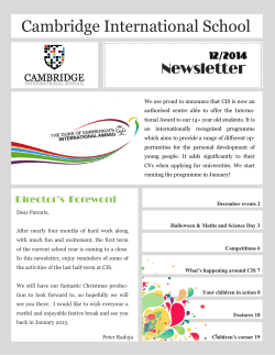 the latest newsletter - Cambridge International School