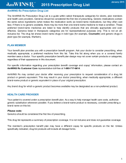 2015 Formulary Listing (NOT to be used for