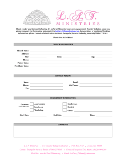 Booking Form - LAT Ministries