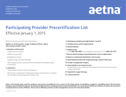 2015 Participating Provider Precertification List