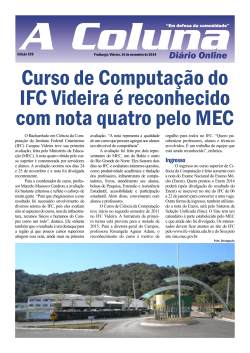 Curso de Computação do IFC Videira é reconhecido com nota
