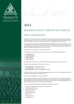 HSC Results 2014 - Trinity Grammar School