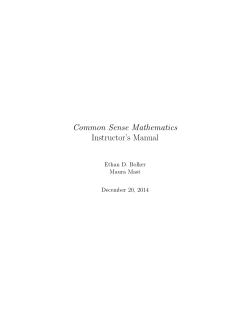 Common Sense Mathematics Instructor's Manual
