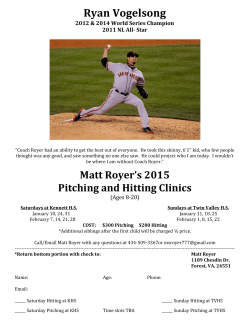 Matt Royer Winter Pitching and Hitting Clinics