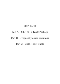2015 Tariff Part A – CLP 2015 Tariff Package Part B – Frequently