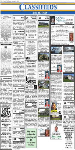 Classified Ads - The Shelley Pioneer