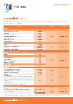 product sheet for Essential Extras - CBHS
