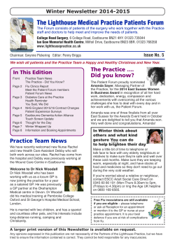 to read our latest practice Newsletter, Winter 2014