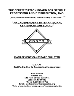 the certification board for sterile processing and distribution, inc.
