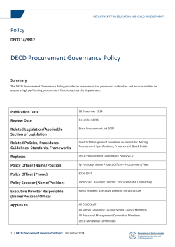 DECD Procurement Governance Policy