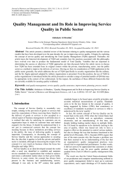 Quality Management and Its Role in Improving Service Quality in