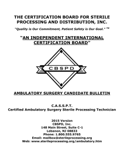 the certification board for sterile processing and distribution, inc.